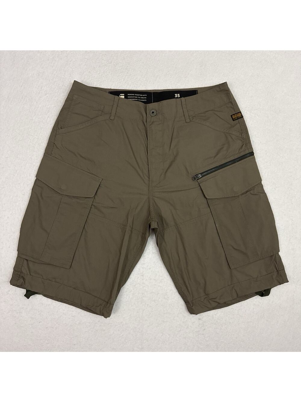 G-Star Raw Cargo Shorts Mens 35 Brown Rovic Zip Relaxed Utility 1/2 Length